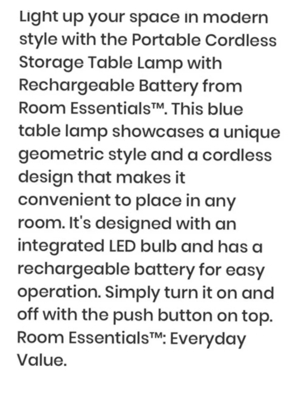2pc Set NWT Room Essenstials Rechargeable LED Plastic Bubble Lamp With Storage